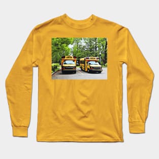 Teachers - Two Yellow School Buses Long Sleeve T-Shirt